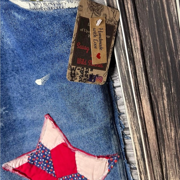 UpCycled Reworked Handmade Vintage Wrangler Levi’s Jeans like Pearl Jaded Gypsy - Picture 3 of 6